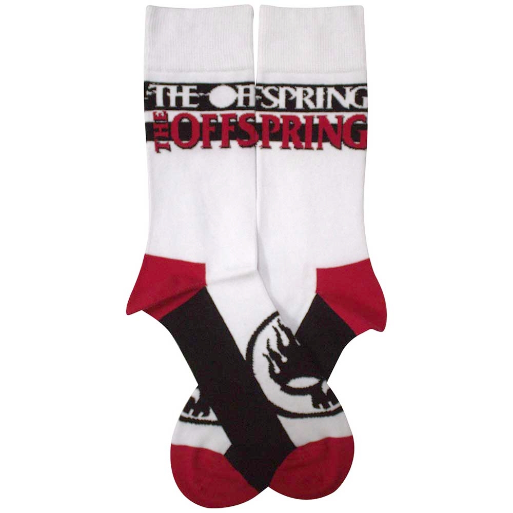 The Offspring - Flaming Skull Logo Sokken - Wit